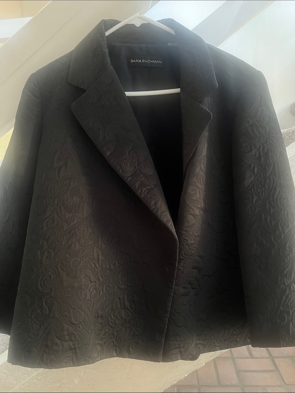 Dana Buchman Black Embossed Floral Blazer